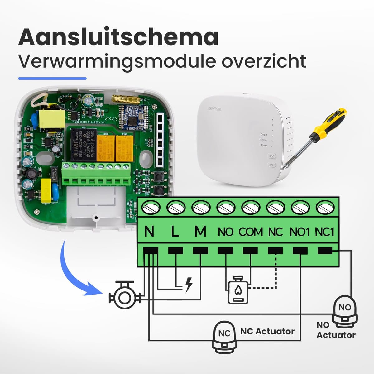 Nince Slimme Thermostaat - Wifi & Draadloos - Voor CV, Vloerverwarming & Radiatoren - Met App & Dagprogramma - Wit thumbnail 6
