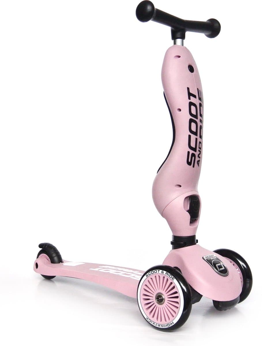 Scoot & Ride Highwaykick 1 – 2-in-1 Kinderstep – Loopfiets en Step in Één – Zonder Gereedschap Ombouwbaar – Veilig en Stabiel – Roze thumbnail 7