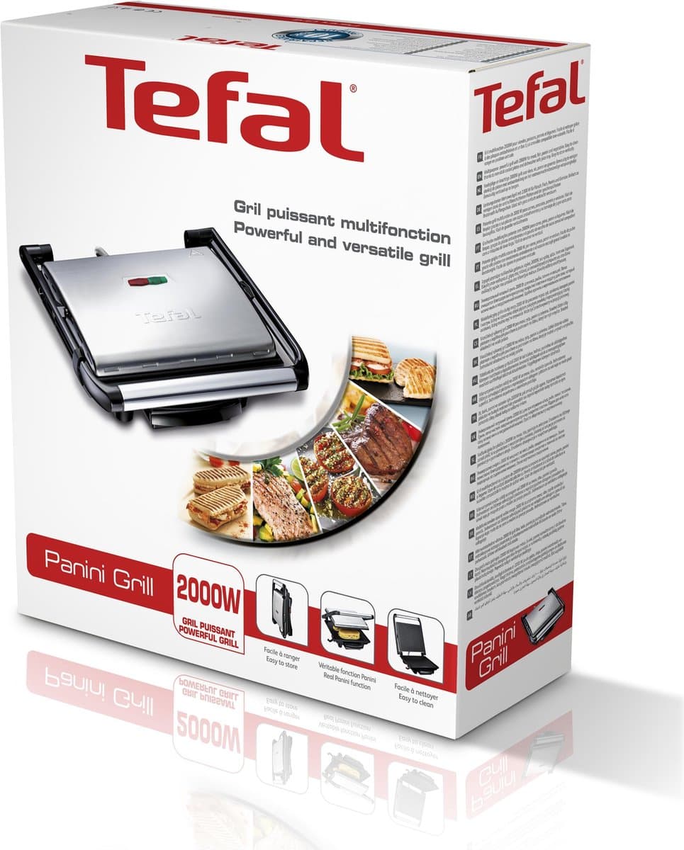 Tefal Inicio GC241D Contactgrill - Anti-aanbakplaten - Vet opvangbak - 2000W - RVS thumbnail 7