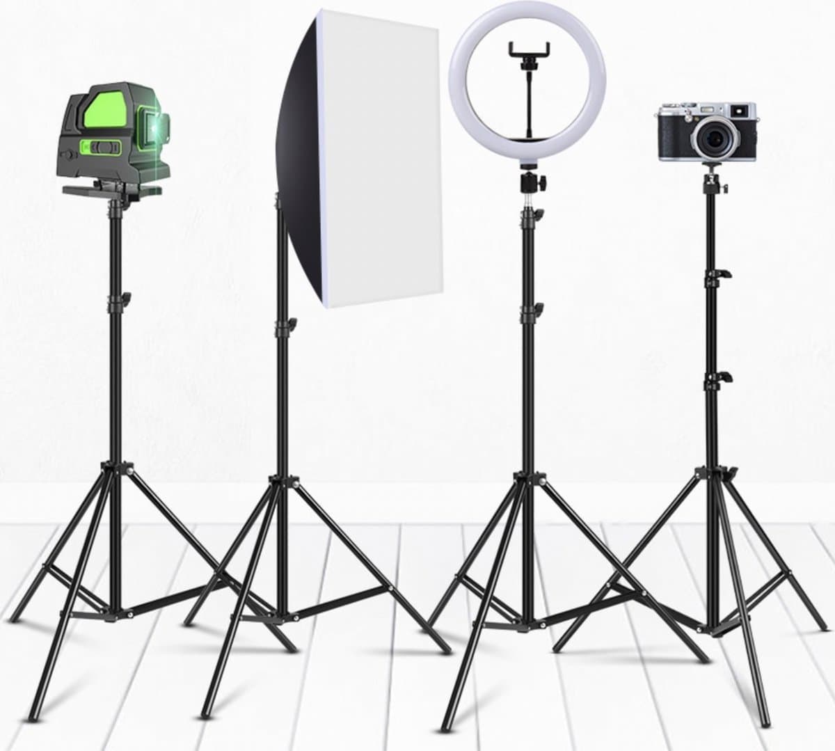 Tripod Camera Statief 2m hoog voor Fotocamera en Smartphone - Canon – Nikon - Spiegelreflexcamera + Bluetooth Remote Shutter Zwart HiCHiCO®