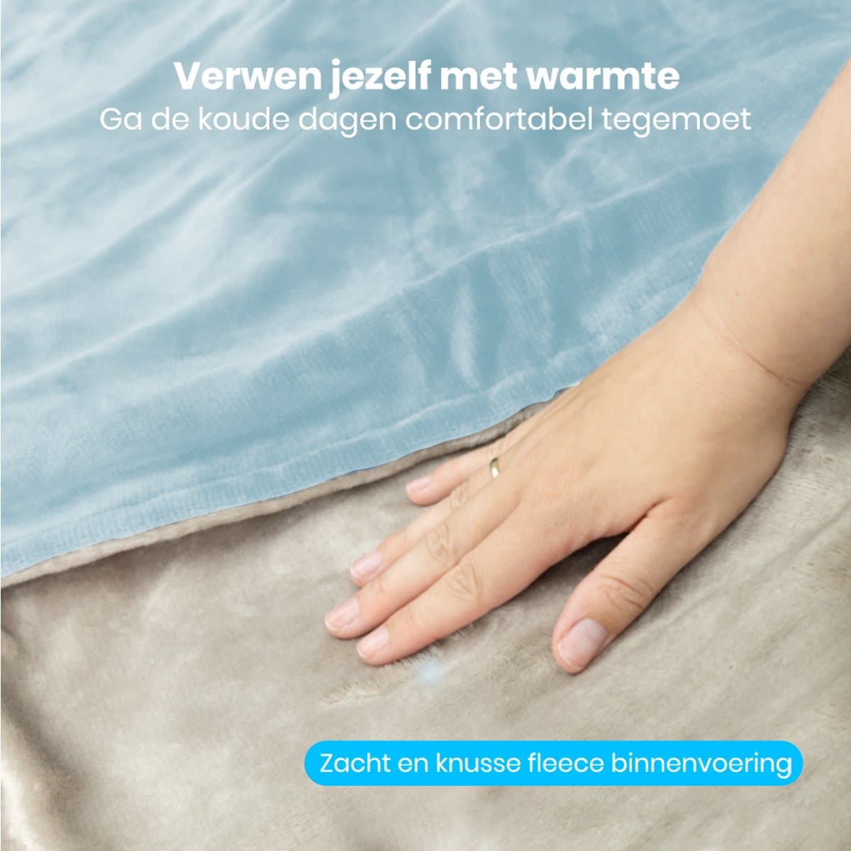 Auronic Elektrische Deken - 160 x 120 cm - 1 Persoons Warmtedeken - 3 Warmtestanden met Timer - Verwarmingsdeken - Lichtblauw thumbnail 4