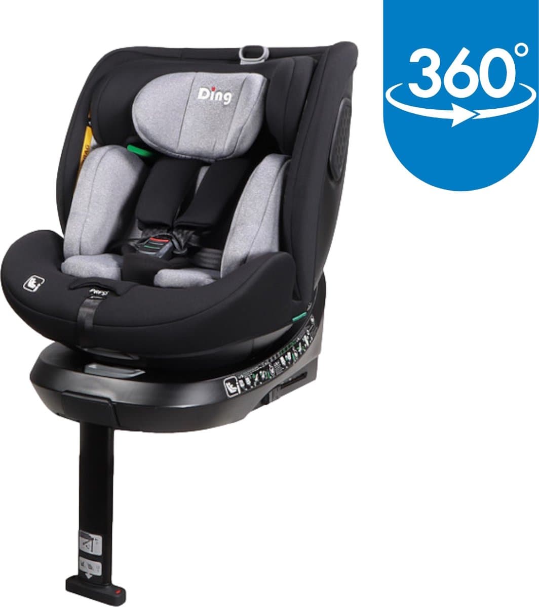 Ding Kai Autostoel - Grijs - 360° Draaibare Isofix Autostoel - i-Size - Vanaf 40 tot 150cm - 0 tot 12 jaar