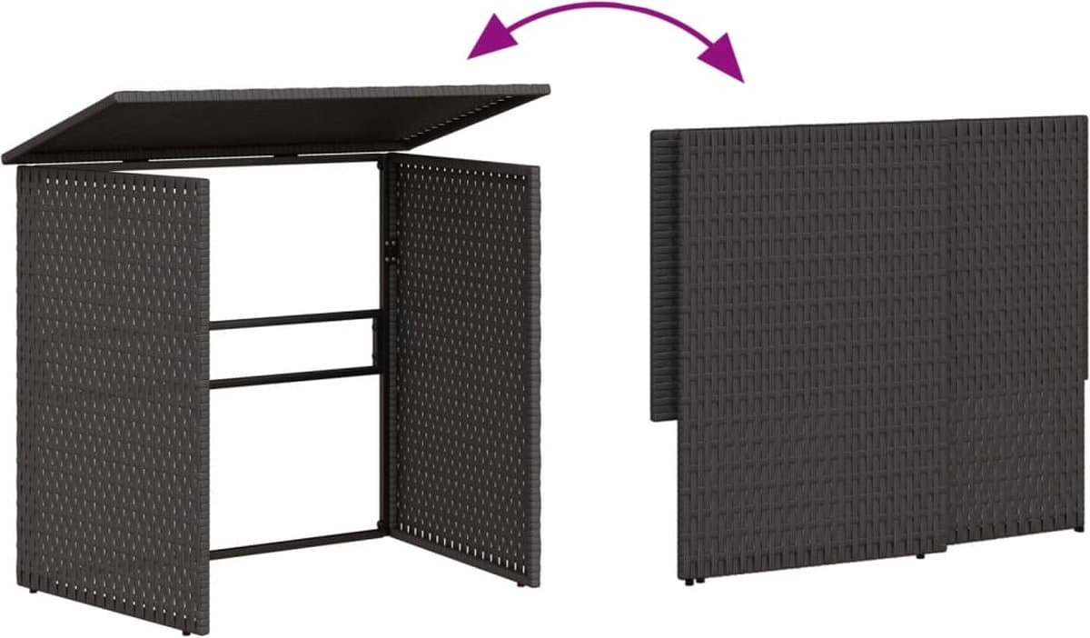 vidaXL - Tuinbank - met - tafel - en - kussens - L-vormig - poly - rattan - zwart thumbnail 6
