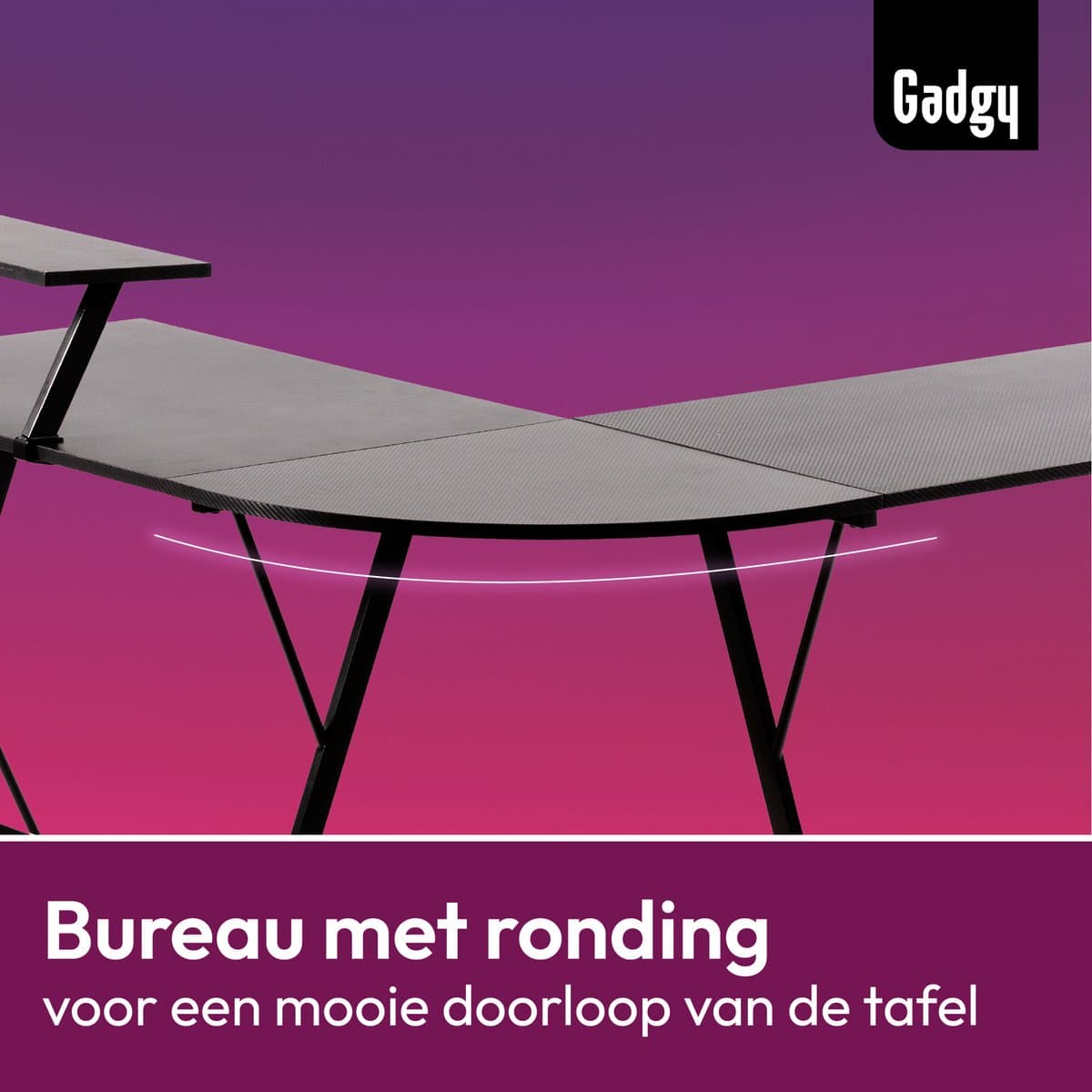 Gadgy Gaming Bureau Carbon PRO - Game HoekBureau 130 CM Breed - Game Bureau met Carbon Details - Gaming Desk met Koptelefoonhouder, Scherm Verhoging & Opbergmand - Level Up met Gadgy - Zwart Carbon thumbnail 7