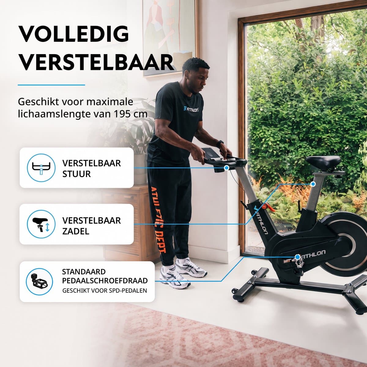 Fithlon Le Tour Hometrainer - Fitnessfiets - Inclusief App - Kinomap & Zwift Compatibiliteit - Spinningfiets - Ergonomisch & Stil - Hometrainers Fitness voor Thuis thumbnail 4