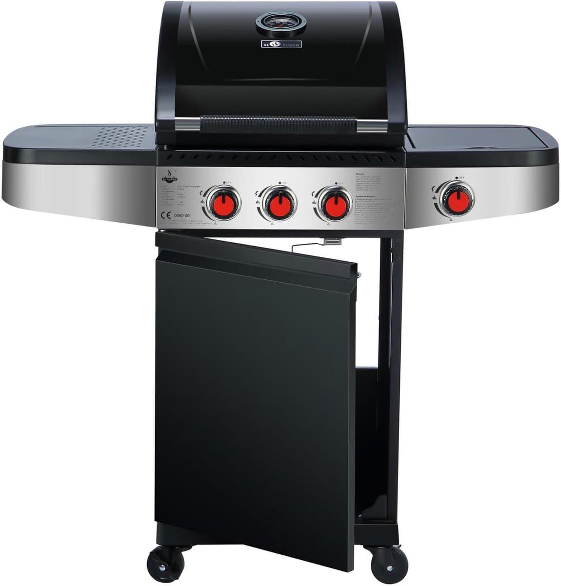 El Fuego Houston 3.1 - Gasbarbecue - Gas bbq - 3 branders - 1 zijbrander - Kleur zwart - Grilloppervlak 42x48 cm - afbeelding 1