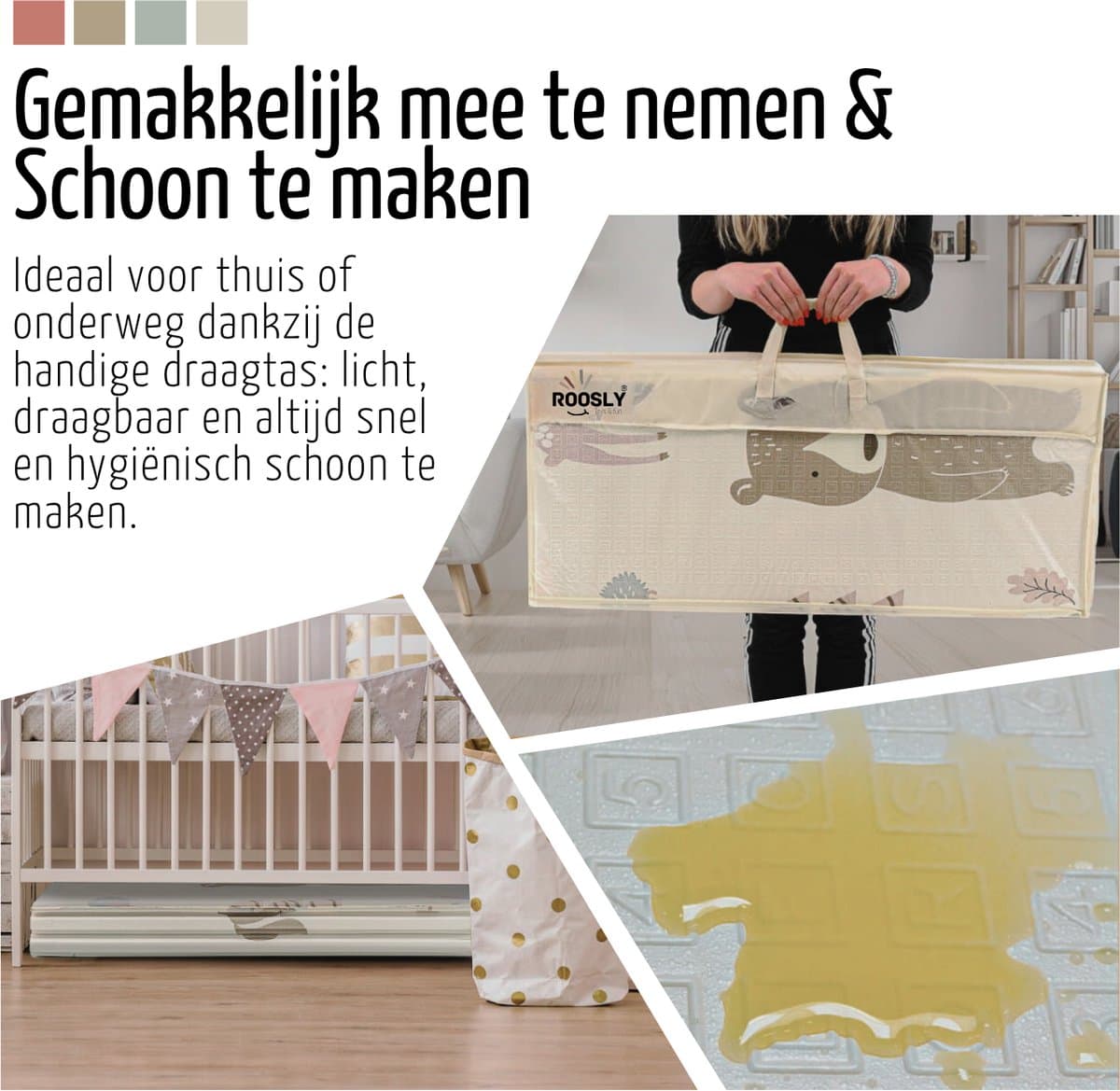 Roosly Speelmat Baby - Speelkleed Baby - Inclusief Opbergtas - babygym - kruipmat - playmat - Dubbelzijdig en opvouwbare Foam XPE 180 x 200 cm - speelgoed - Veilig & Zacht - model Balloon thumbnail 5