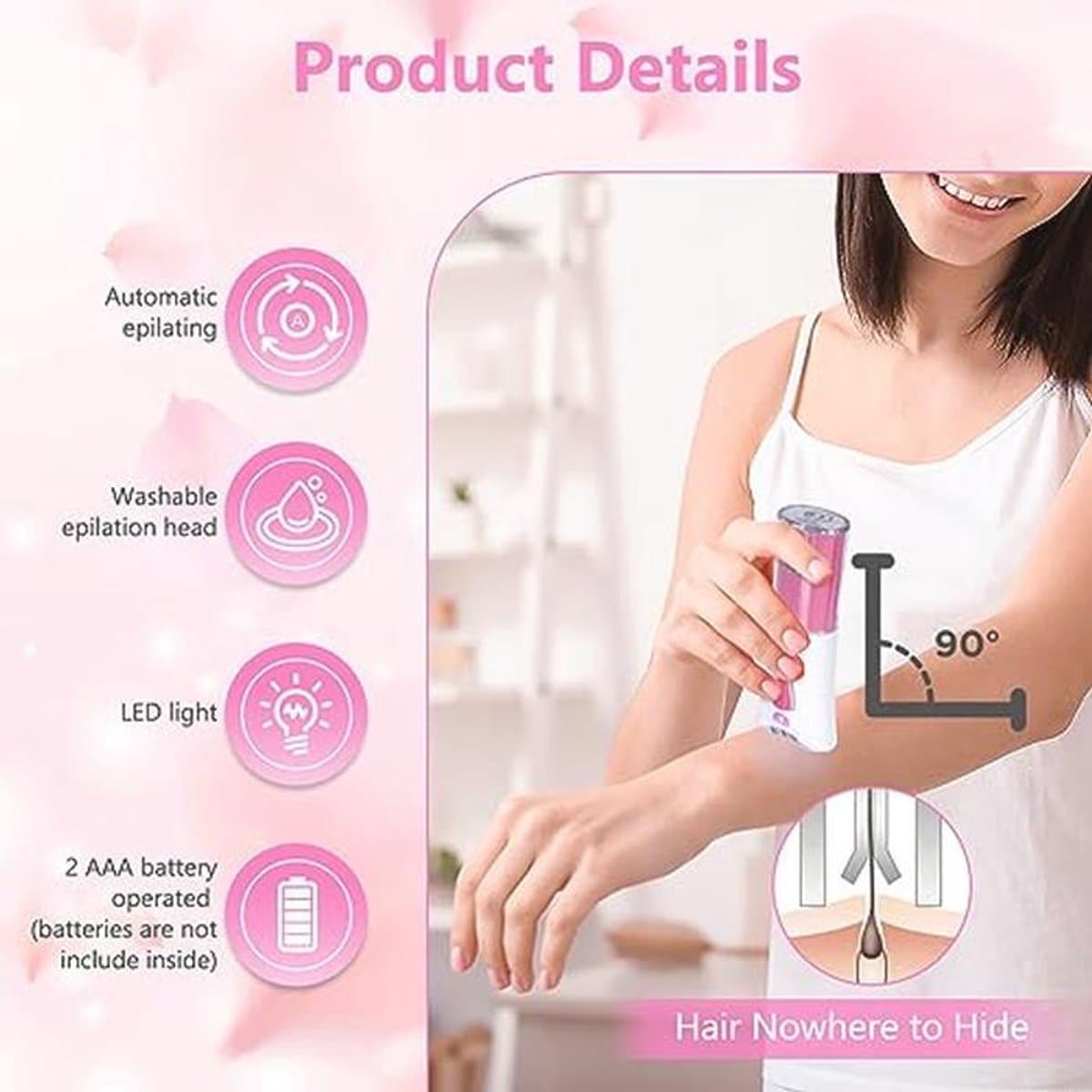 Draadloze Elektrische Gezichtsepilator met LED Licht – Mini Epilator voor Gezicht en Lichaam thumbnail 4
