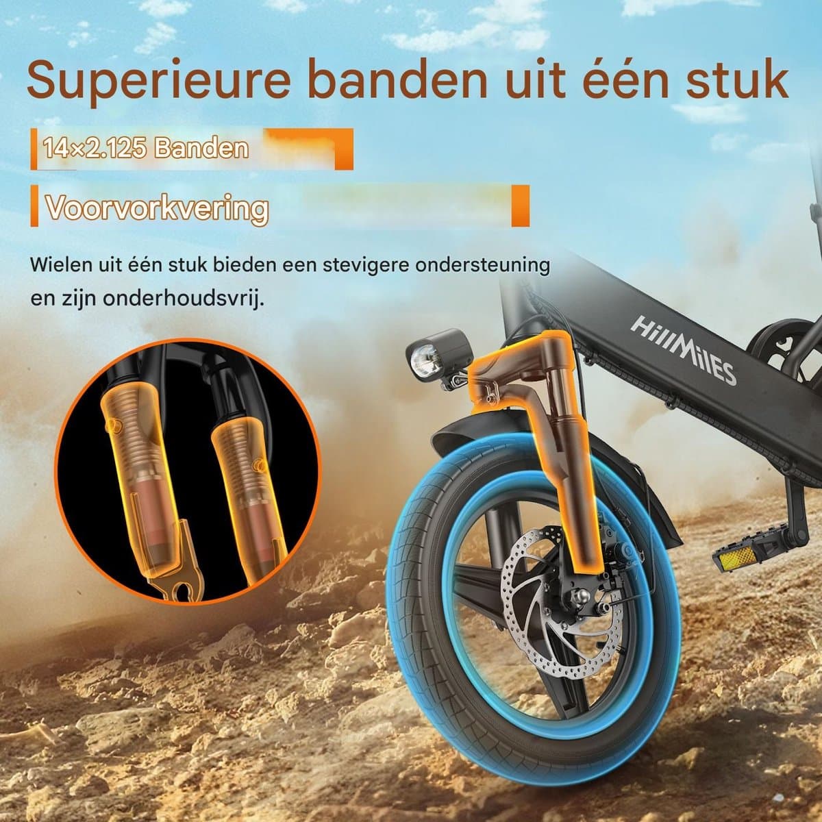 Elektrische Fiets - Motor 250W - Actieradius 60km - 14 Inch -25km/ - 48V/7.5Ah -vouwbaar E-bike -stads E-bikes & E-Nederland - blauw thumbnail 4