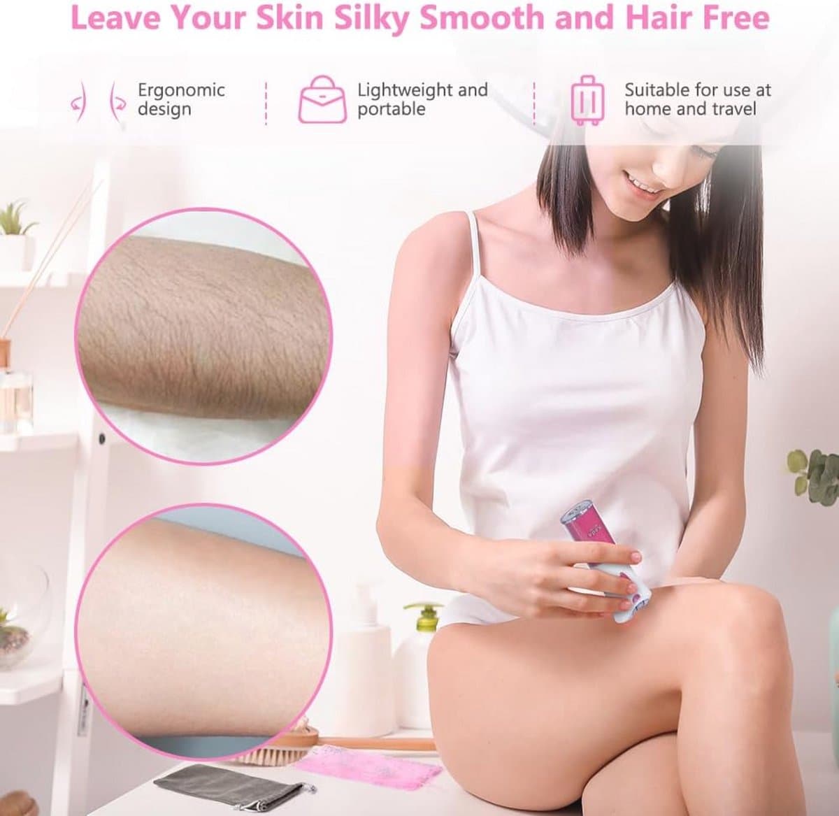 Draadloze Elektrische Gezichtsepilator met LED Licht – Mini Epilator voor Gezicht en Lichaam thumbnail 6