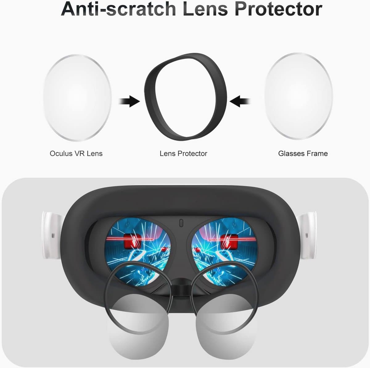 Lensbeschermer voor Oculus/Meta Quest 2 - Antikras VR-accessoire voor brillendragers thumbnail 3