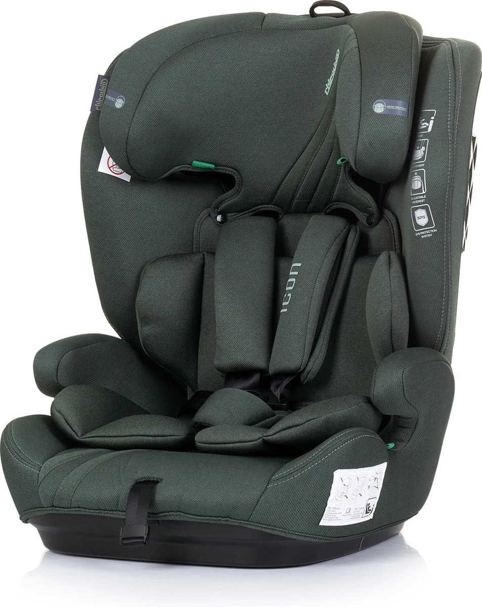 Autostoel Chipolino Icon Autostoel - Auto Kinderzitje - I-Size - Groep 1/2/3 - Verstelbaar - 76-150 cm - Pastel Green