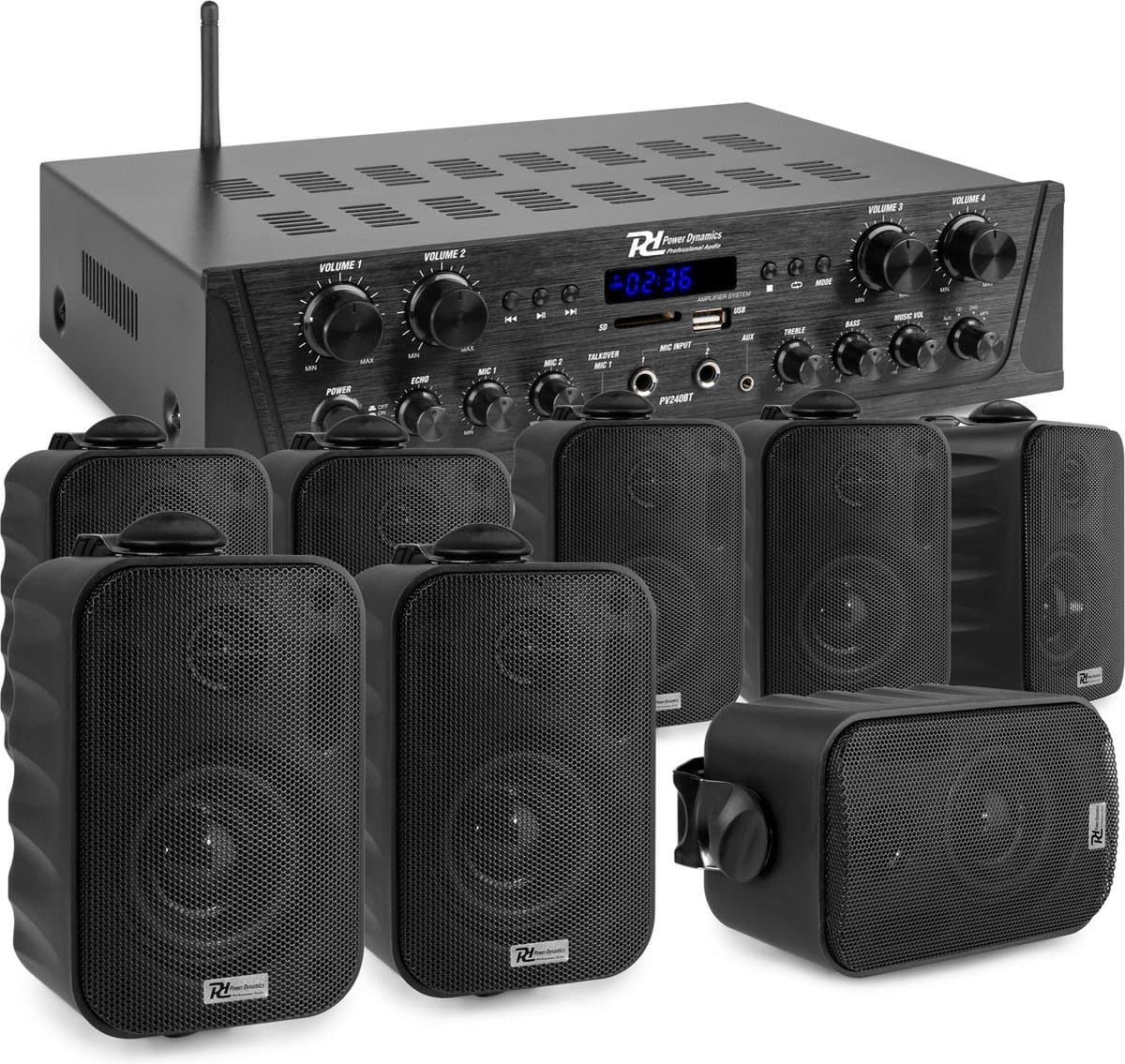Geluidsinstallatie Bluetooth 4-zone + 8 speakers