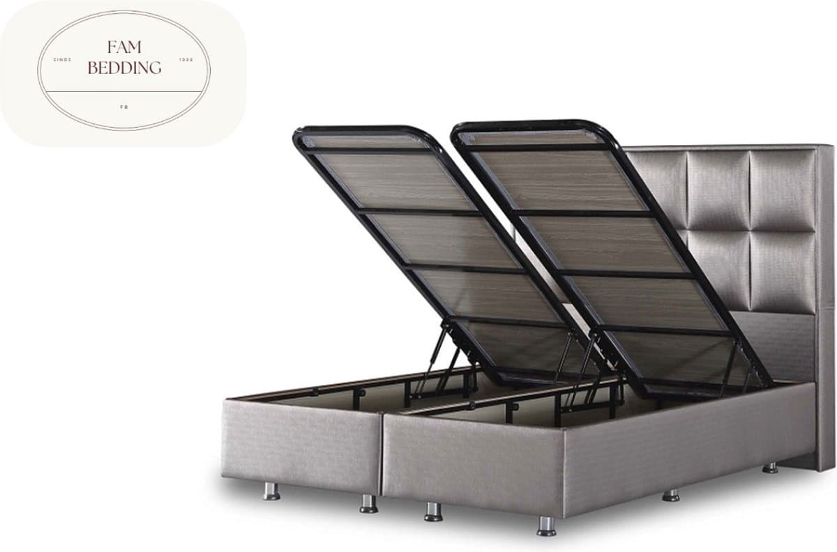 Opberg Boxspring Scarlett zonder matras Taupe 180x200 thumbnail 5