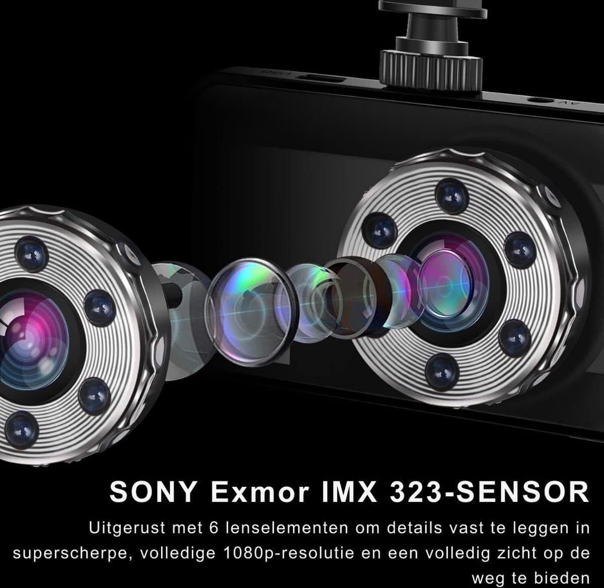 Dual Dashcam - Dashcam Voor Auto 1080p Full HD - Voor en Achter Camera Met 3-inch Lcd-Display – Auto Camera Met Bewegingsdetectie - Nachtzicht - Versnellingssensor thumbnail 2