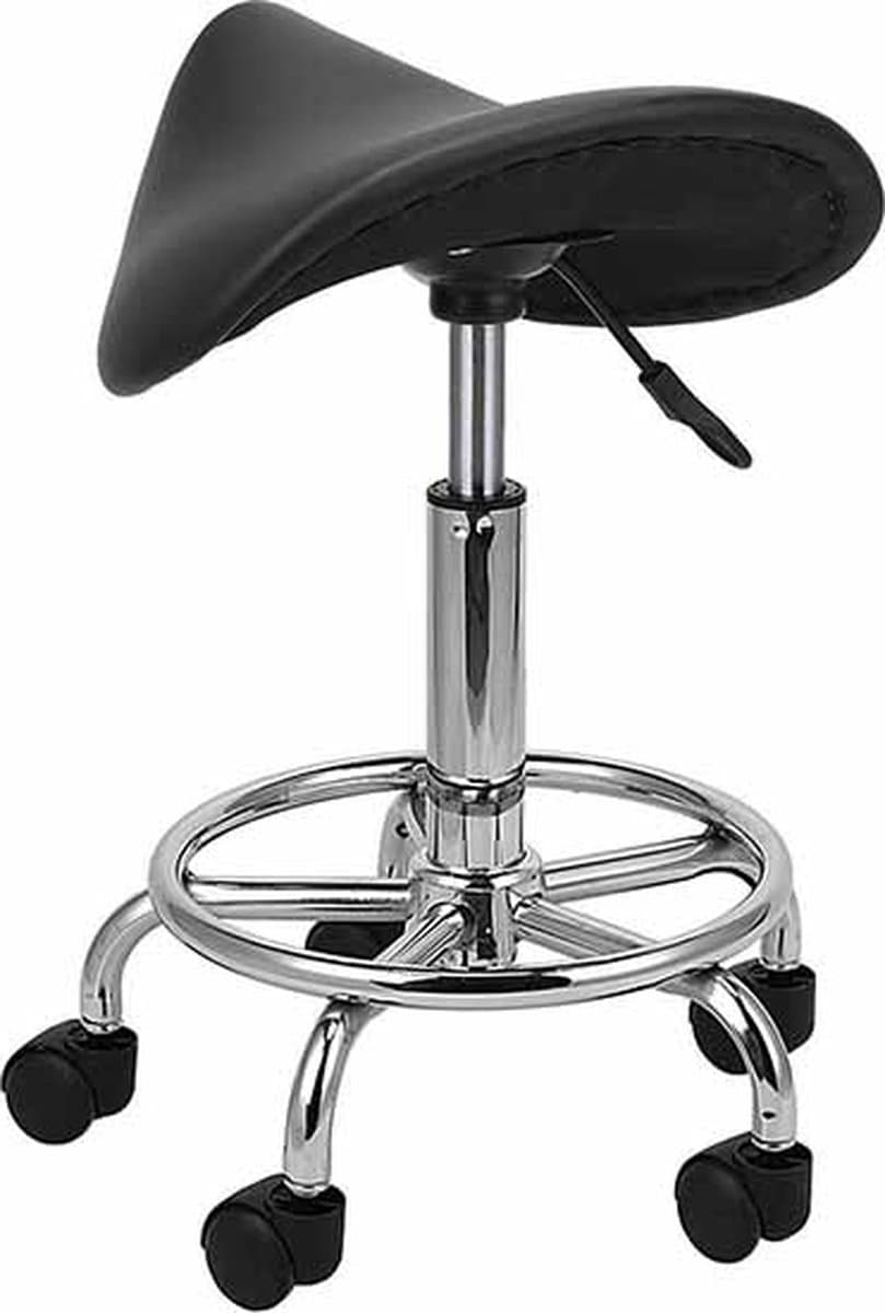 Lowander zadelkruk ergonomisch - Tabouret – Mobiele kruk op wielen – In hoogte verstelbaar van 47-62 cm - Zwart thumbnail 8