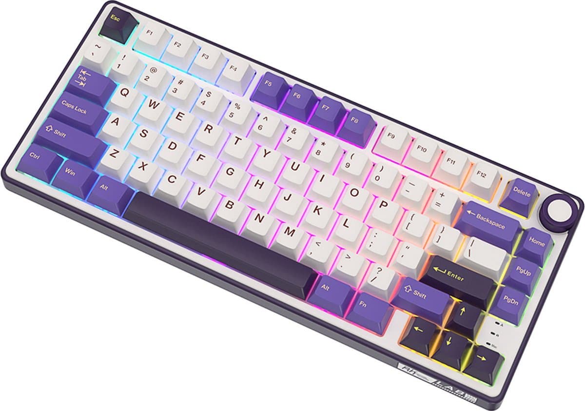 Royal Kludge RKR75 - RGB Mechanisch Gaming Toetsenbord - Foam Touch - Hot Swappable Switch - Blackberry - Brown Switches - Inclusief Stofkap thumbnail 5