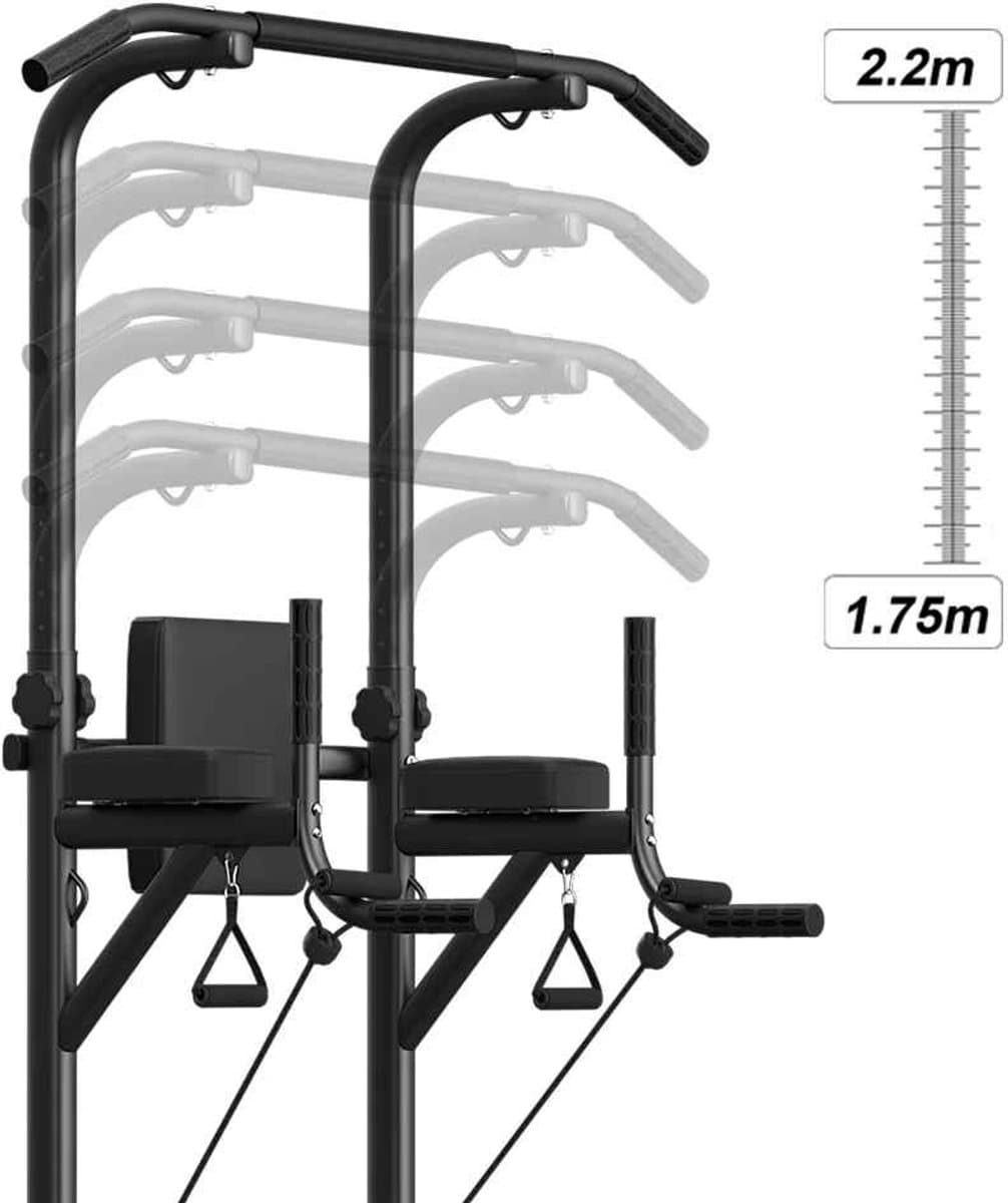 CORE Pull-Up - Pull-up station - Krachtstation - Dip station - Pull-up bar - Multifunctioneel - 93x102x183-220cm - Zwart thumbnail 3