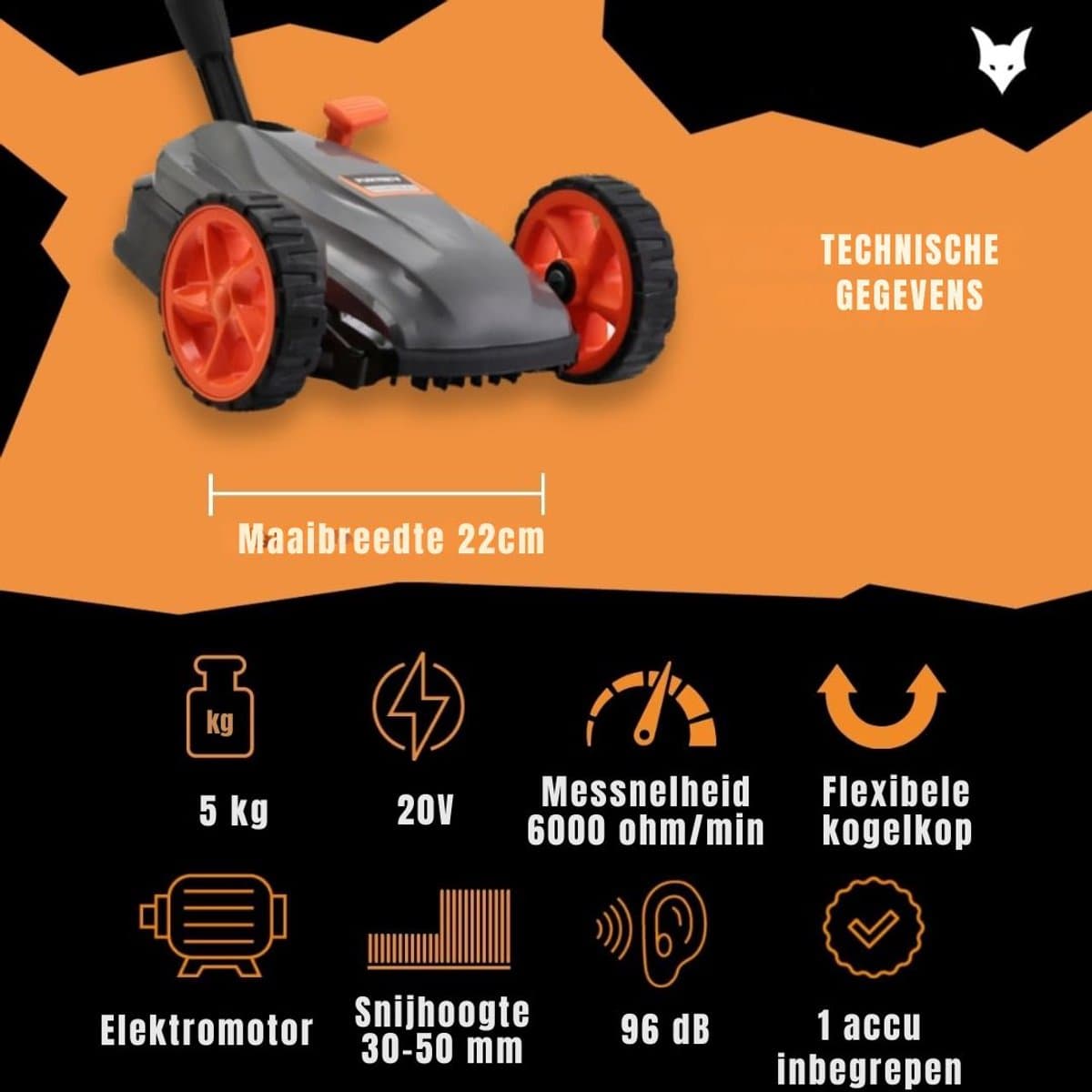 DnA® Grasmaaier Accu - Grasmaaier Elektrisch - Grasmaaier Benzine - Grasmaaier Benzine Zelftrekkend - Grijs/Oranje/Zwart - 55cm x 40cm x 20cm thumbnail 4