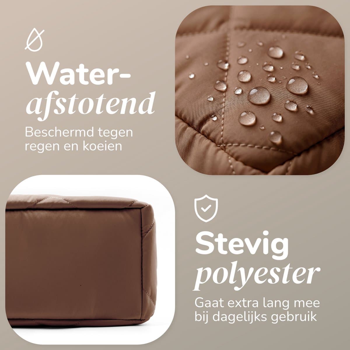 Mommsy Luiertas – Verzorgingstas – Thermo Vak – Gewatteerde Puffer Stof – Extra Ruim – Waterafstotend – Organizer – Lichtgewicht – Bruin thumbnail 5