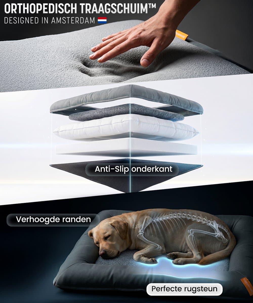 Happysnoots Orthopedisch Hondenkussen XL - 10cm Koudschuim thumbnail 3