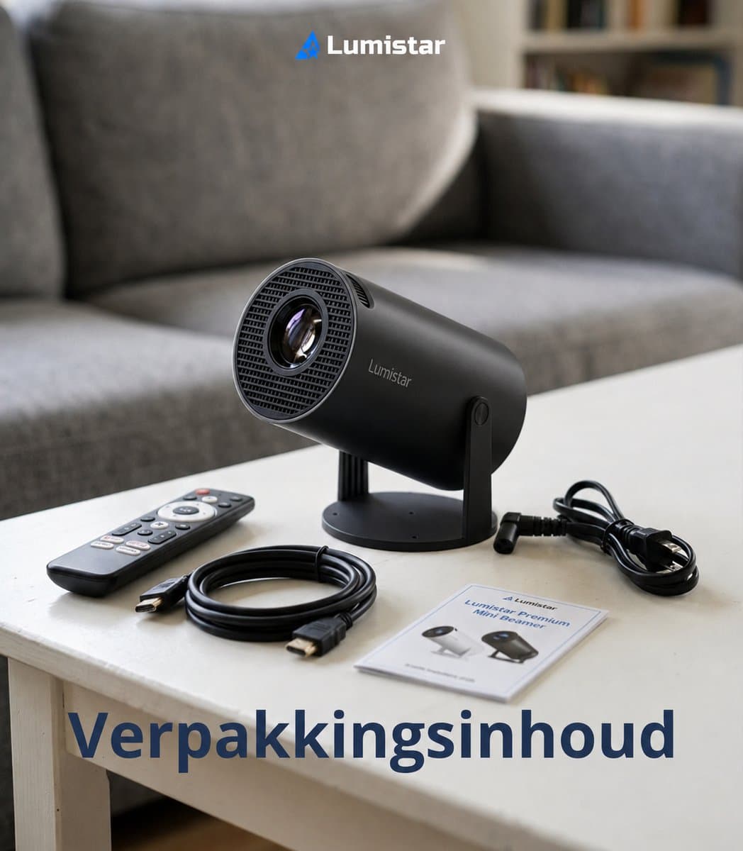 Lumistar® Premium Mini Beamer - Alles-in-één Smart TV Projector - 2026 model - Android 13.0 - WiFi 6 & Bluetooth 5.2 - 4k support - Beamer - Home Cinema - Wit thumbnail 6