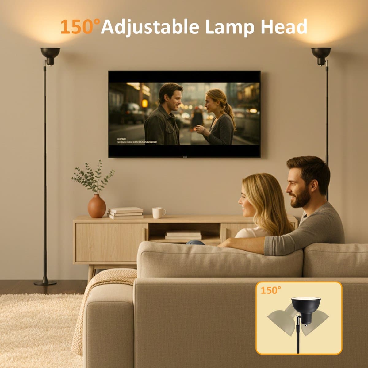 MUPOO 2-in-1 LED LED Vloerlamp zwart en Tafellamp met 150° Verstelbare Lampkop - Leeslamp Staande Hoogte Verstelbaar 45-145 cm - 3 Lichtstanden &Traploos Dimbaar - staande lamp voor Woonkamer Slaapkamer Kantoor thumbnail 8