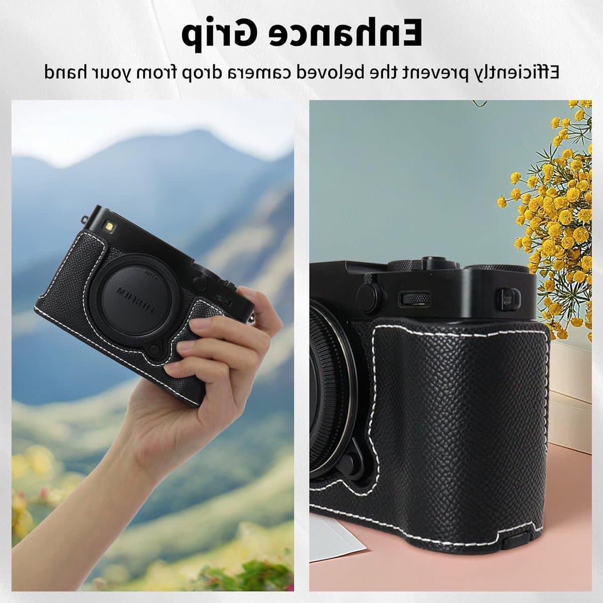 Stijlvolle en beschermende cameratas voor Fujifilm X-E5 van PU leer - Perfecte pasvorm, accessoires en draagtas voor fotografen thumbnail 4
