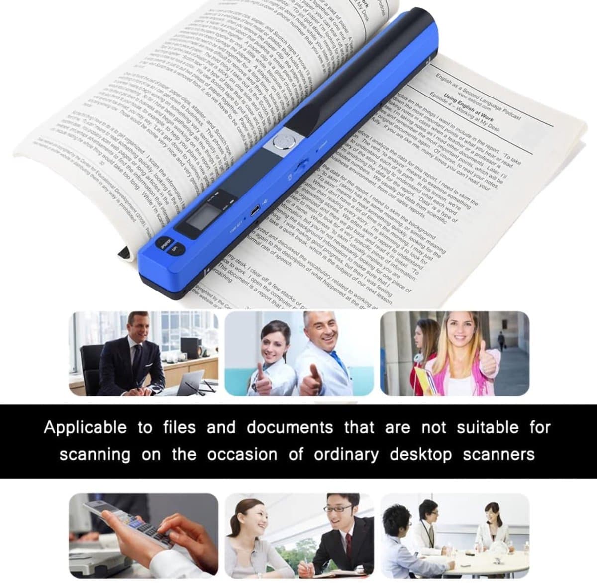 Dailygoody - Draagbare Handscanner - Mobiele Documentenscanner - 900 dpi Resolutie - Draadloos en Compact - Visitekaartjesscanner - Formaat thumbnail 5