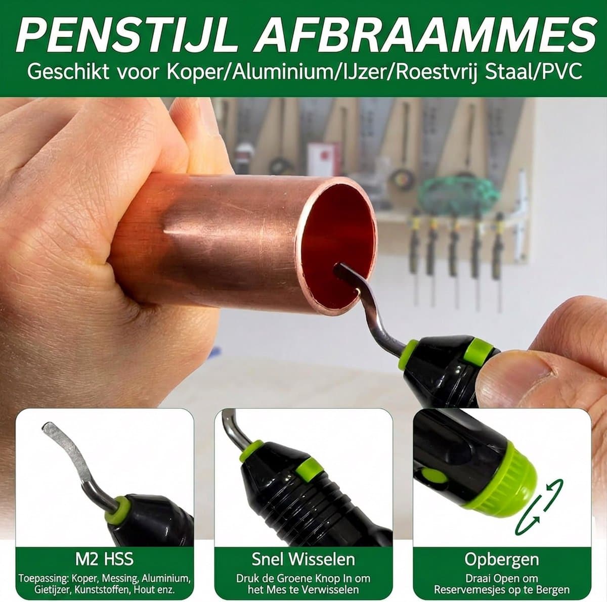 Fokelyi - Pijpsnijder - met ontbramer - Bereik 0 tot 50 mm Buizensnijder voor staal - Pijpsnijder koper - PVC Schaar - 2-delige set thumbnail 7