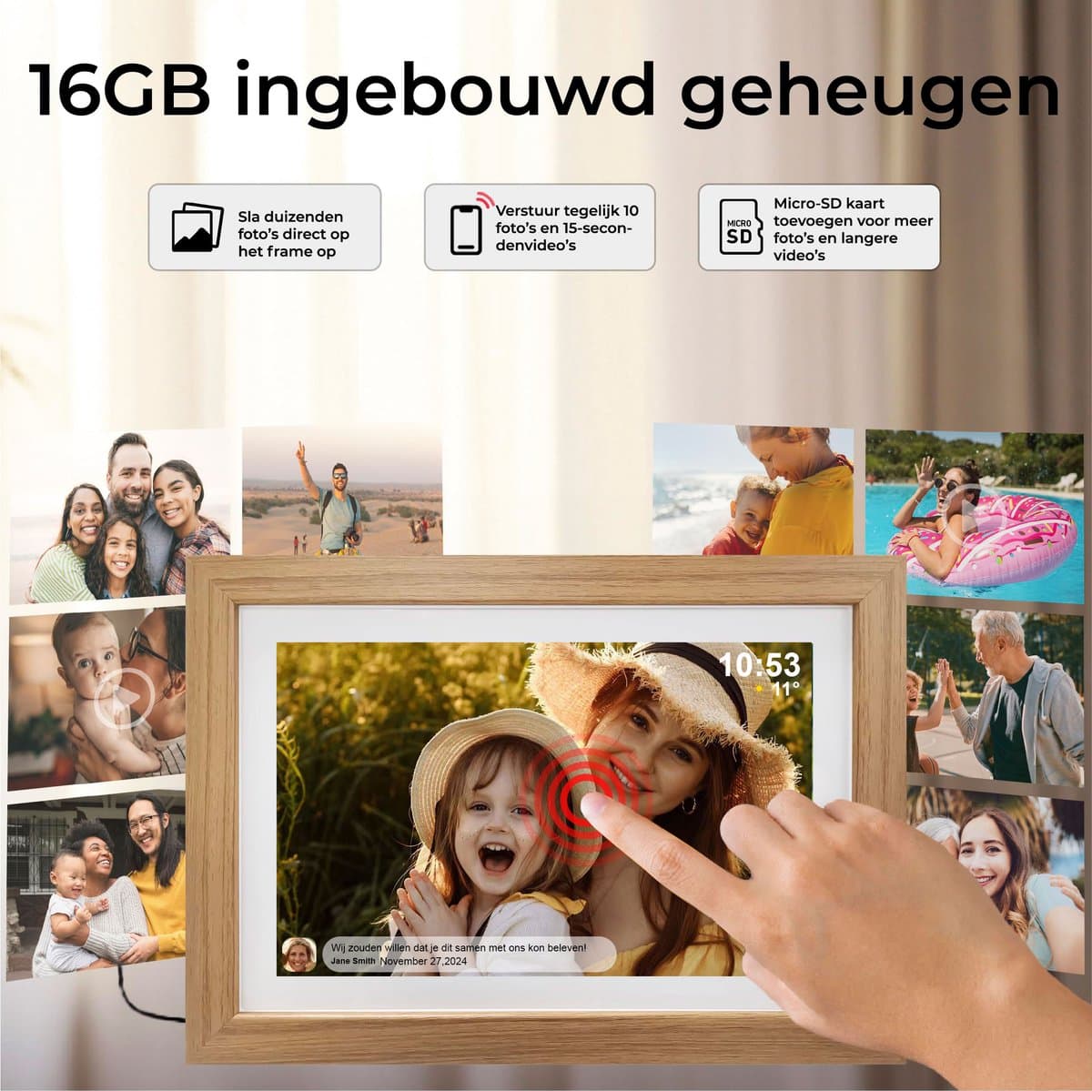 Digitale Fotolijst - Vaderdag cadeau - 10,1 inch - Frameo App - 32GB - Digitale kalender - WiFi - HD IPS Touchscreen - Fotokader - Geweldig cadeau voor Vaderdag om mooie herinneringen te bewaren thumbnail 8