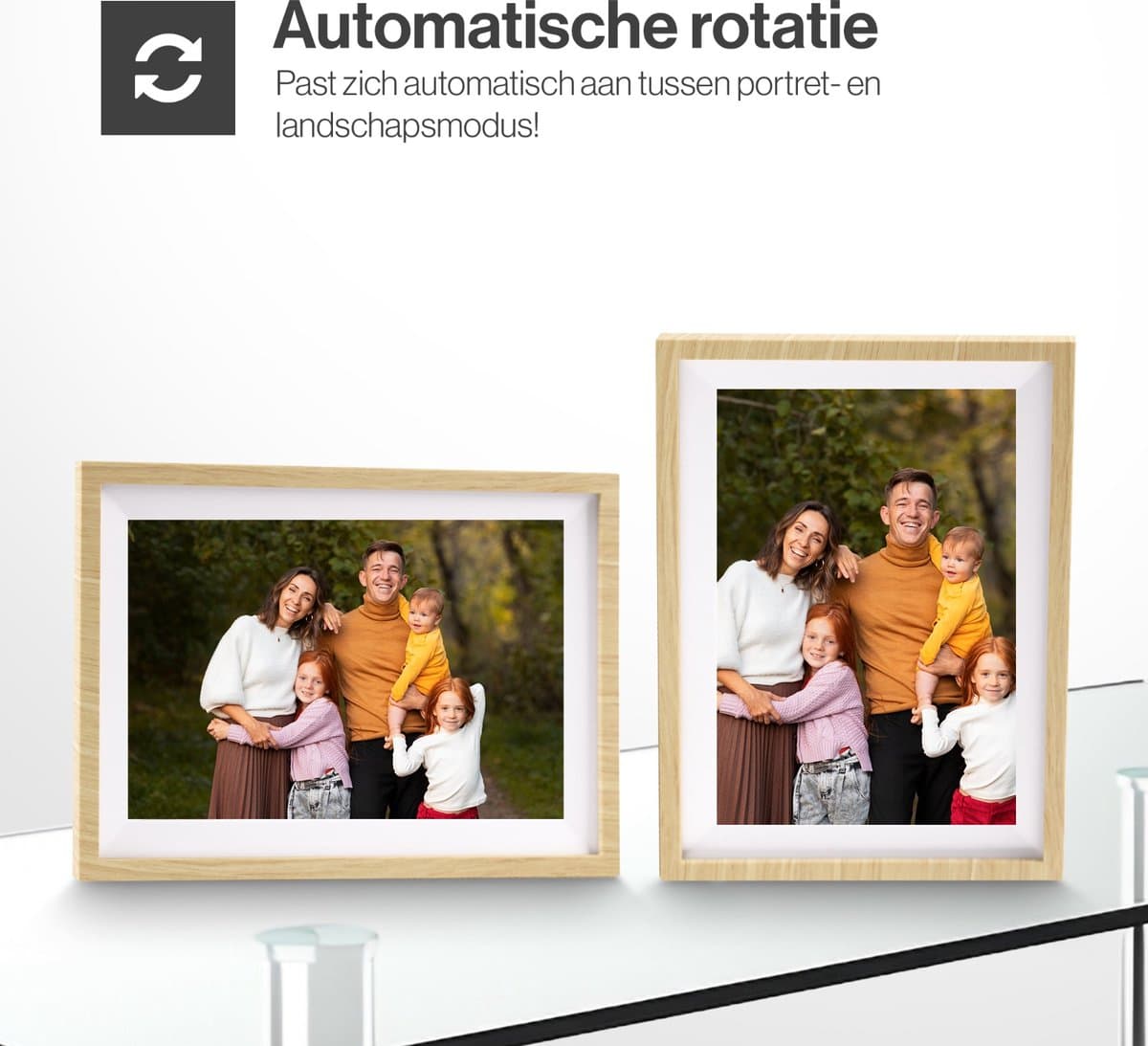 CoolFule Digitale Fotolijst - 10.1 Inch - WiFi - 16GB Opslag - Roteerbaar - Verwisselbare Kaders thumbnail 2