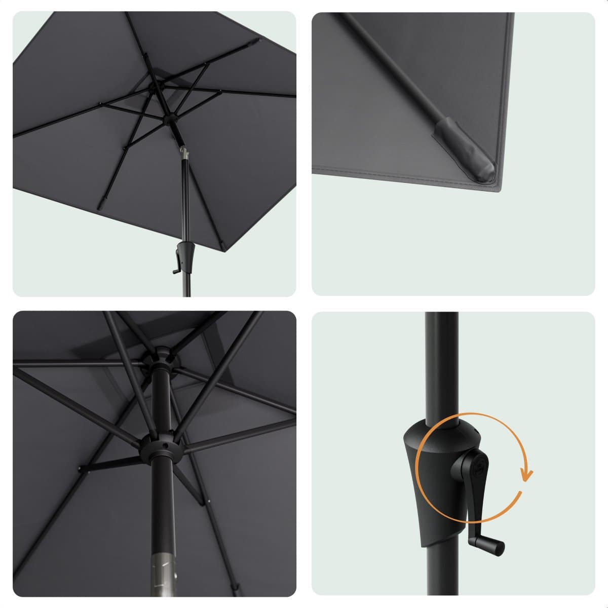 LifeGoods Parasol - Tuin - 205x136cm - 30° Kantelbaar - Waterdicht - UPF50+ - Donkergrijs thumbnail 6