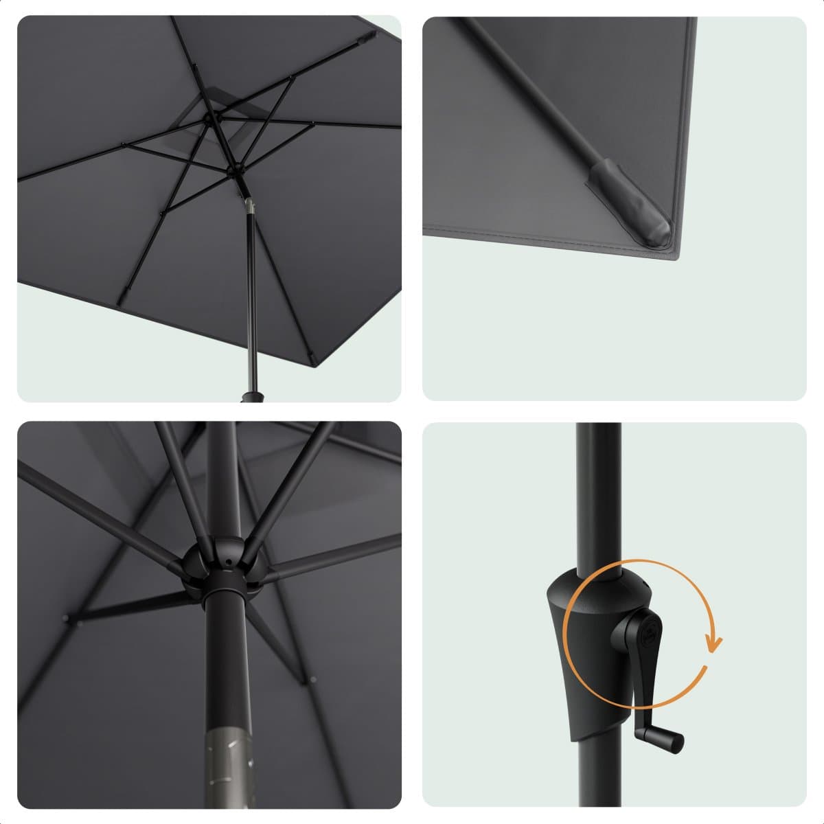 LifeGoods Parasol - Tuin - 268x178cm - 30° Kantelbaar - Waterdicht - UPF50+ - Donkergrijs thumbnail 6