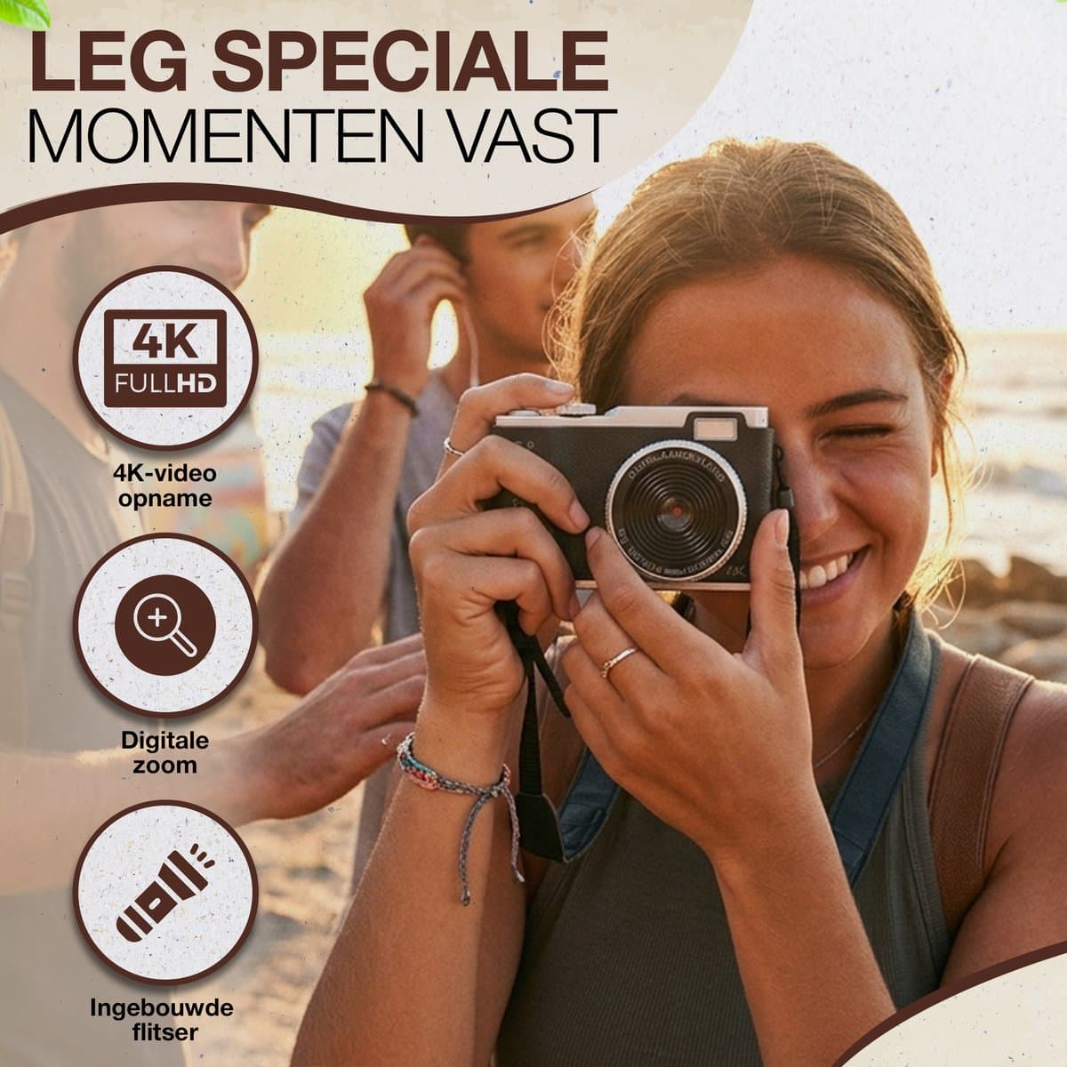 EMS Pro Smart Retro Camera met Scherm - Digitale Fotocamera - 64 Megapixel - Ingebouwde Filters - Video's & foto's - Minimalistisch Vintage Design - Met Xenon Flits - Oplaadbaar - 8GB - Zwart thumbnail 7