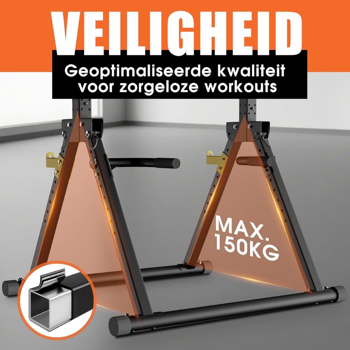 DnA® Squat Rack - Squat Wedge - Power Rack - Zwart - 135cm x 115cmx 223cm thumbnail 7