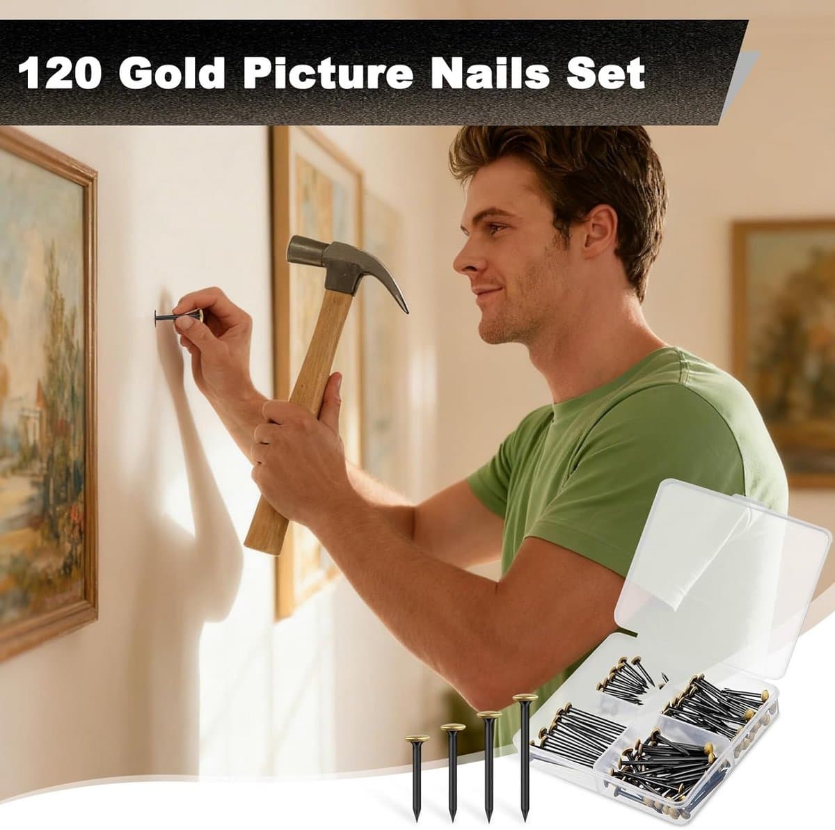 Nagelset 120 Stuks met Opbergdoos, Diverse Maten Spijkers voor Hout en Beton thumbnail 6