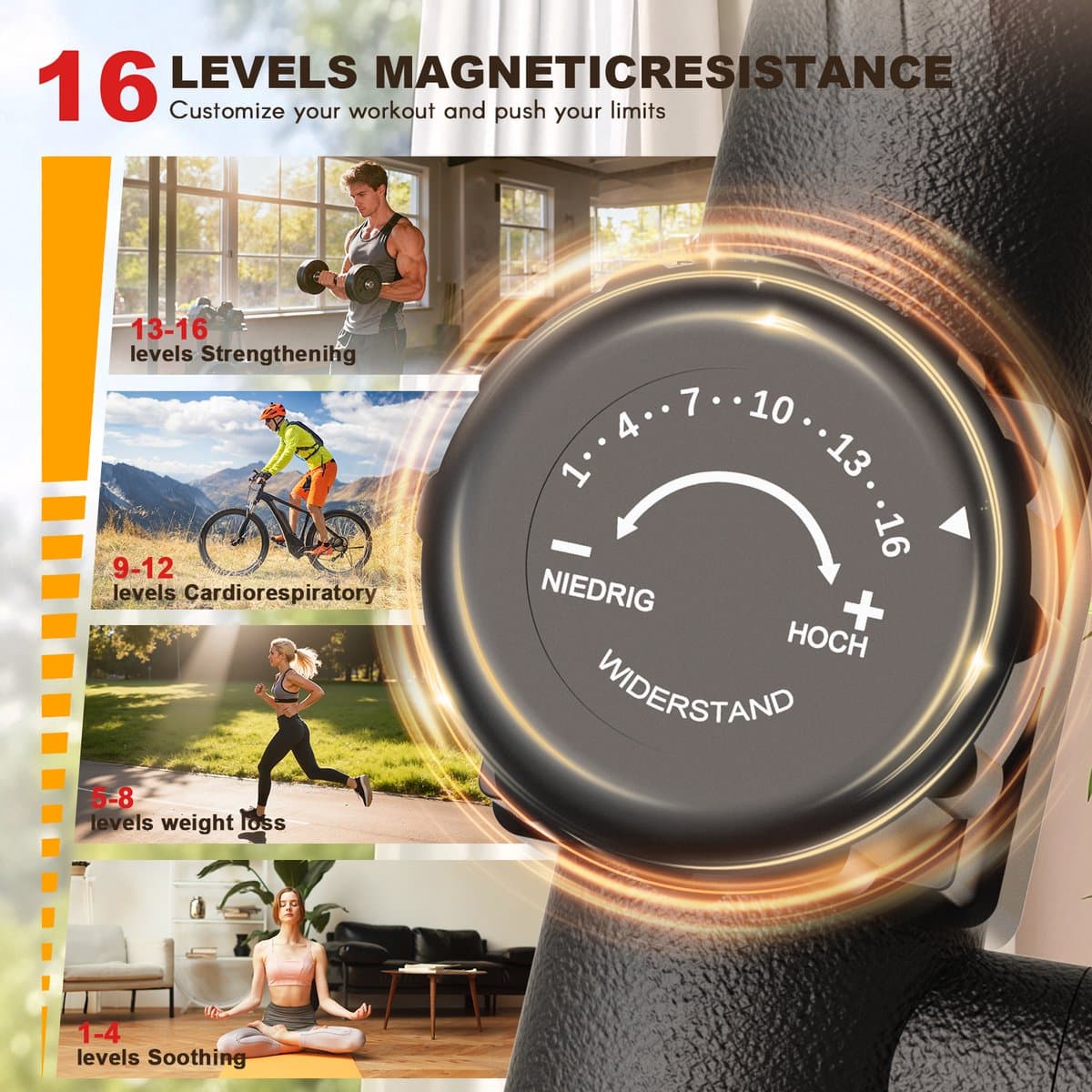 Crosstrainers - Elliptische trainer tot 150 kg - Vliegwiel van 10 kg - Magnetische weerstand met 16 niveaus - LCD-scherm - Zwart thumbnail 6