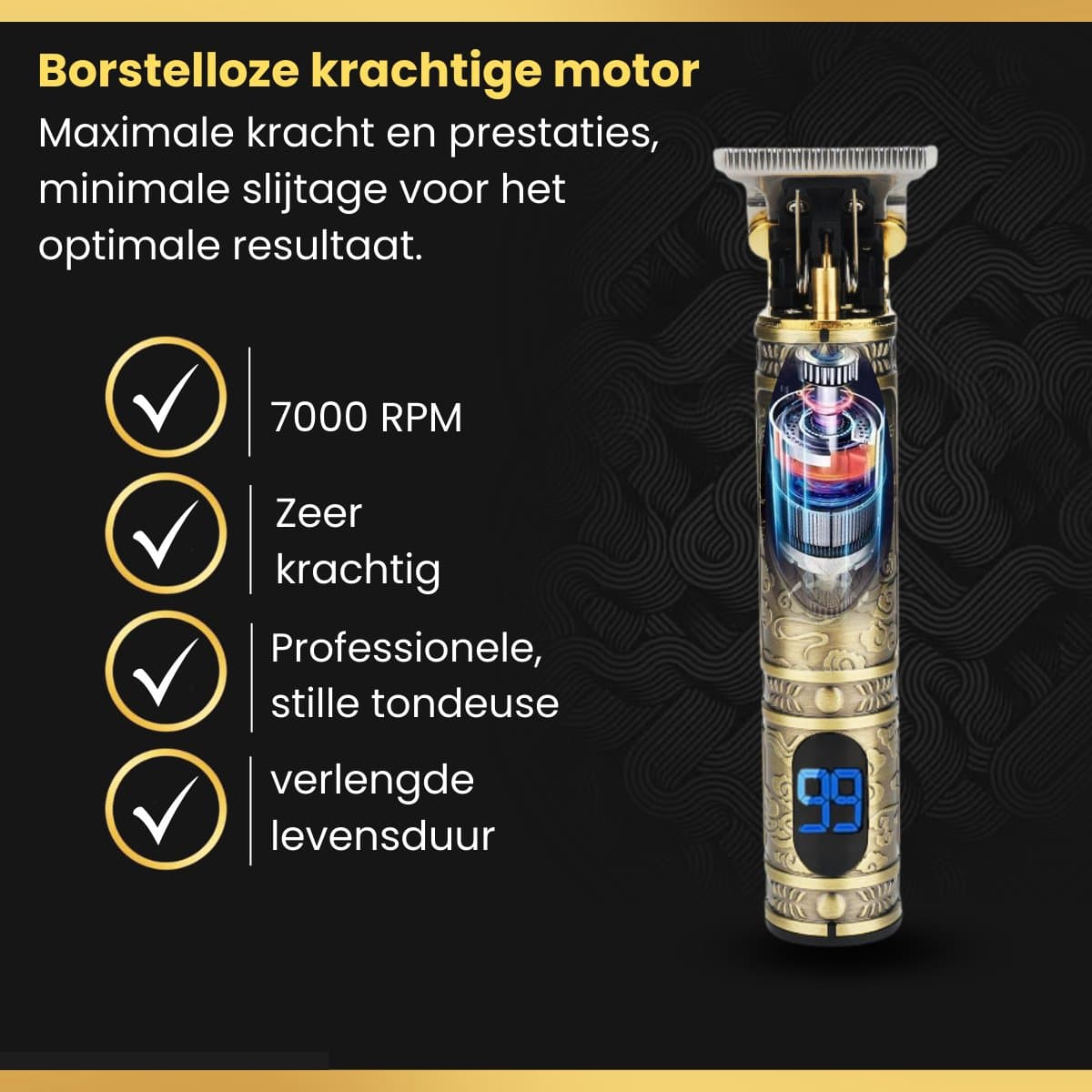 arash® Professionele Tondeuse Mannen - Premium Draadloze Haar- en Baardtrimmer - Innovatief, Stil & Krachtig - Geavanceerd Design - Compleet met Oplaadblok & 5 Opzetstukken thumbnail 3