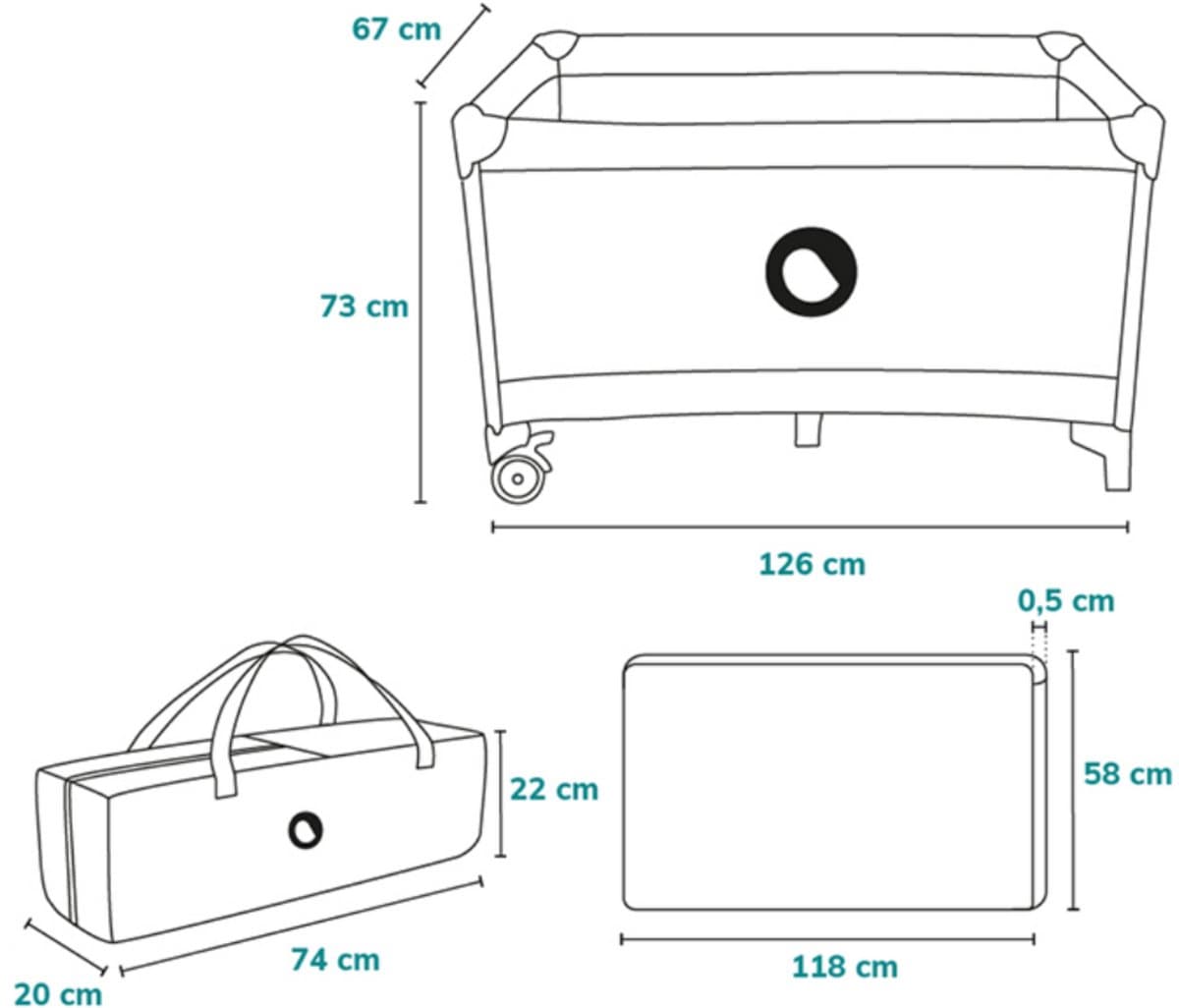 Campingbedje 3 in 1 - Baby Bed / Inklapbare Box / Reisbedje - 60x120 cm - 0-36 maanden / tot 15 kg - MET comfort MATRAS - Zij-ingang met rits - Wielen - Transporttas - Lionelo Stefi Babybed Babybox Ledikant thumbnail 7