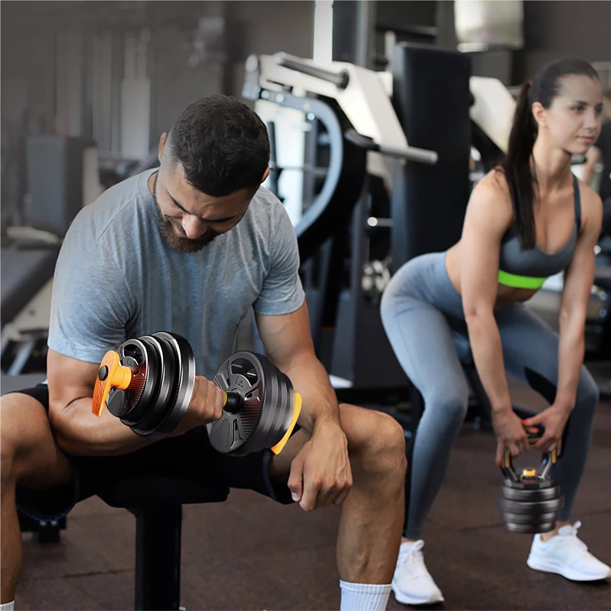 Gewichten Set voor Dumbbells Barbell en Kettlebells - 40KG Verstelbare Halterset met Extra Veiligheidsmoer & Slot - Thuis Fitness thumbnail 8