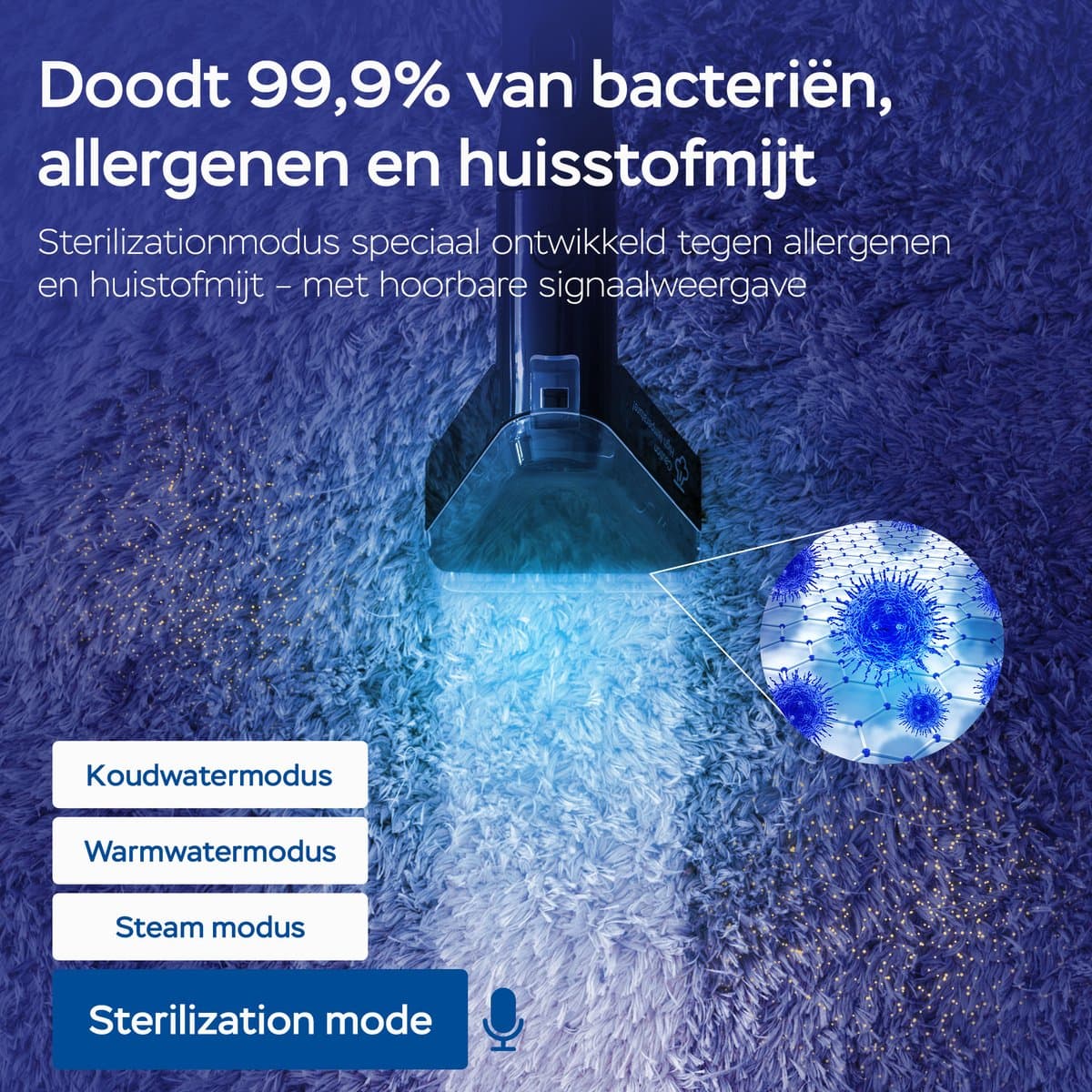 Qclean Tapijtreiniger PRO 4-in-1 met stoom & sterilisatie thumbnail 2