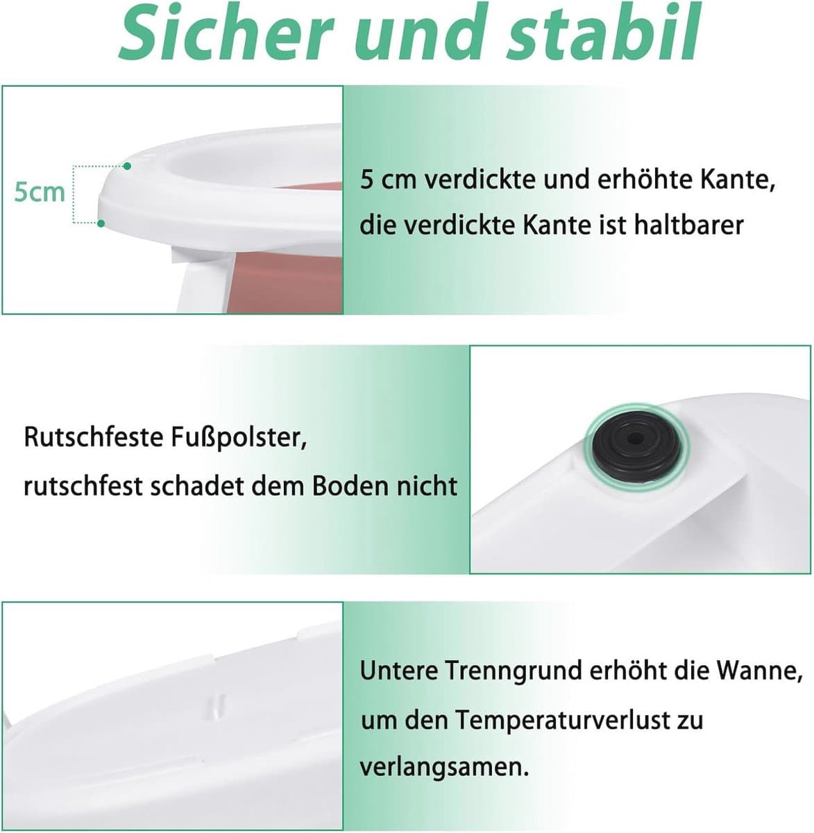 Opvouwbare babybadkuip - Antislip en ergonomisch voor pasgeborenen tot peuters thumbnail 8