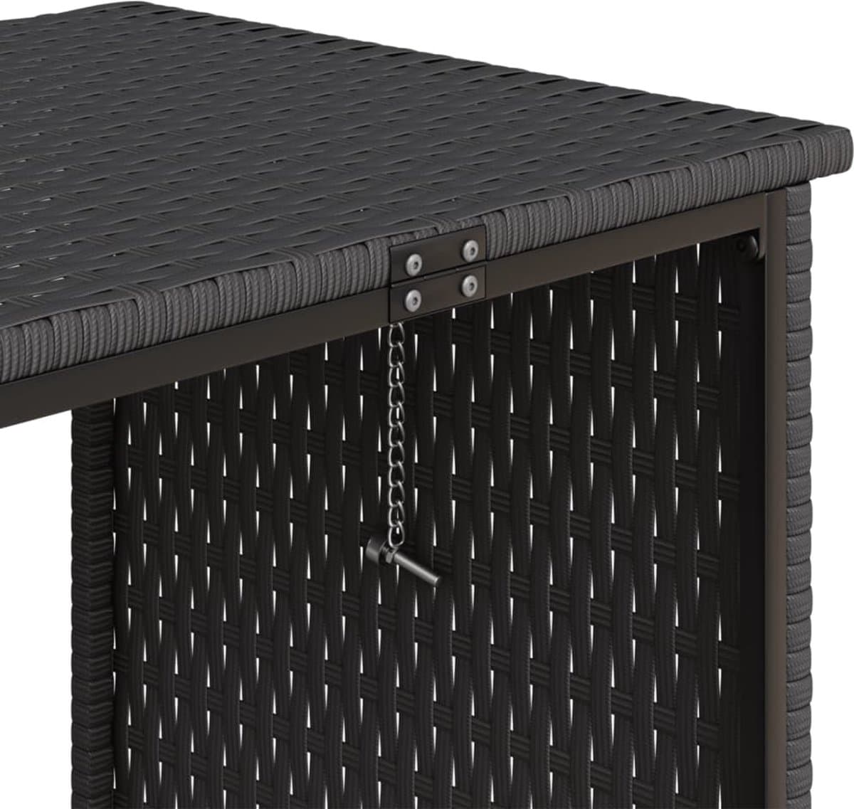 vidaXL - Tuinbank - met - tafel - en - kussens - L-vormig - poly - rattan - zwart thumbnail 3