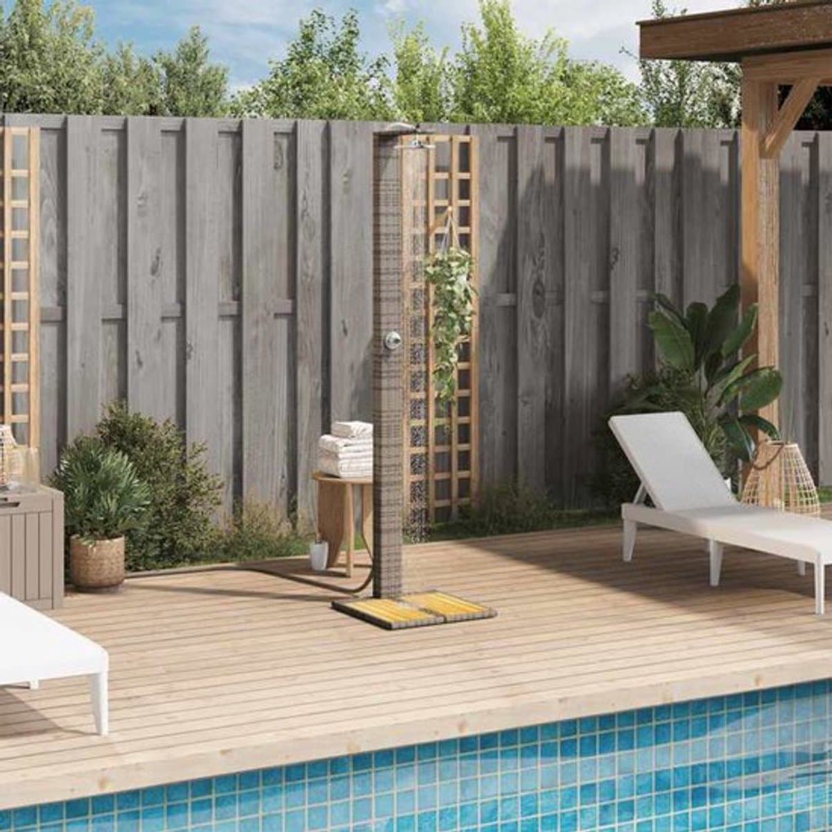 Buitendouche – Tuindouche – Vloerdouche – Zwembaddouche – Campingdouche – Duurzaam Metalen Frame – 3 Verstelbare Sproeikoppen – Ergonomische Hendel – 50x55x224 cm – Zonder Elektriciteit thumbnail 3