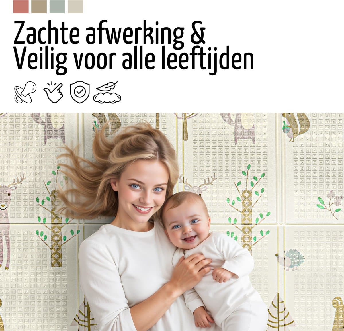 Roosly Speelmat Baby - Speelkleed Baby - Inclusief Opbergtas - babygym - kruipmat - playmat - Dubbelzijdig en opvouwbare Foam XPE 180 x 200 cm - speelgoed - Veilig & Zacht - model Balloon thumbnail 6