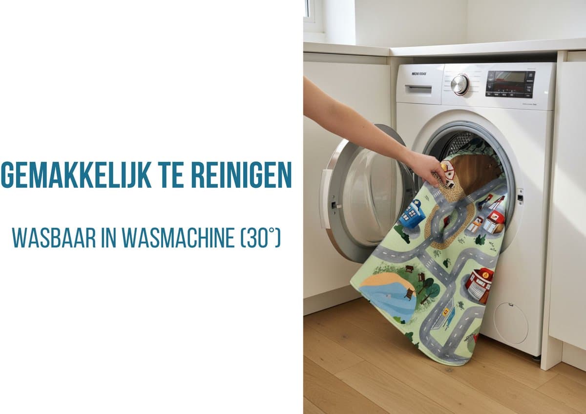 Mats & Joy® Village Auto Speelmat 130x180cm - Fluweelzacht - Anti-slip - Wasbaar - Groot Auto Speeltapijt Kinderen - Speelkleed Baby - Autokleed thumbnail 3