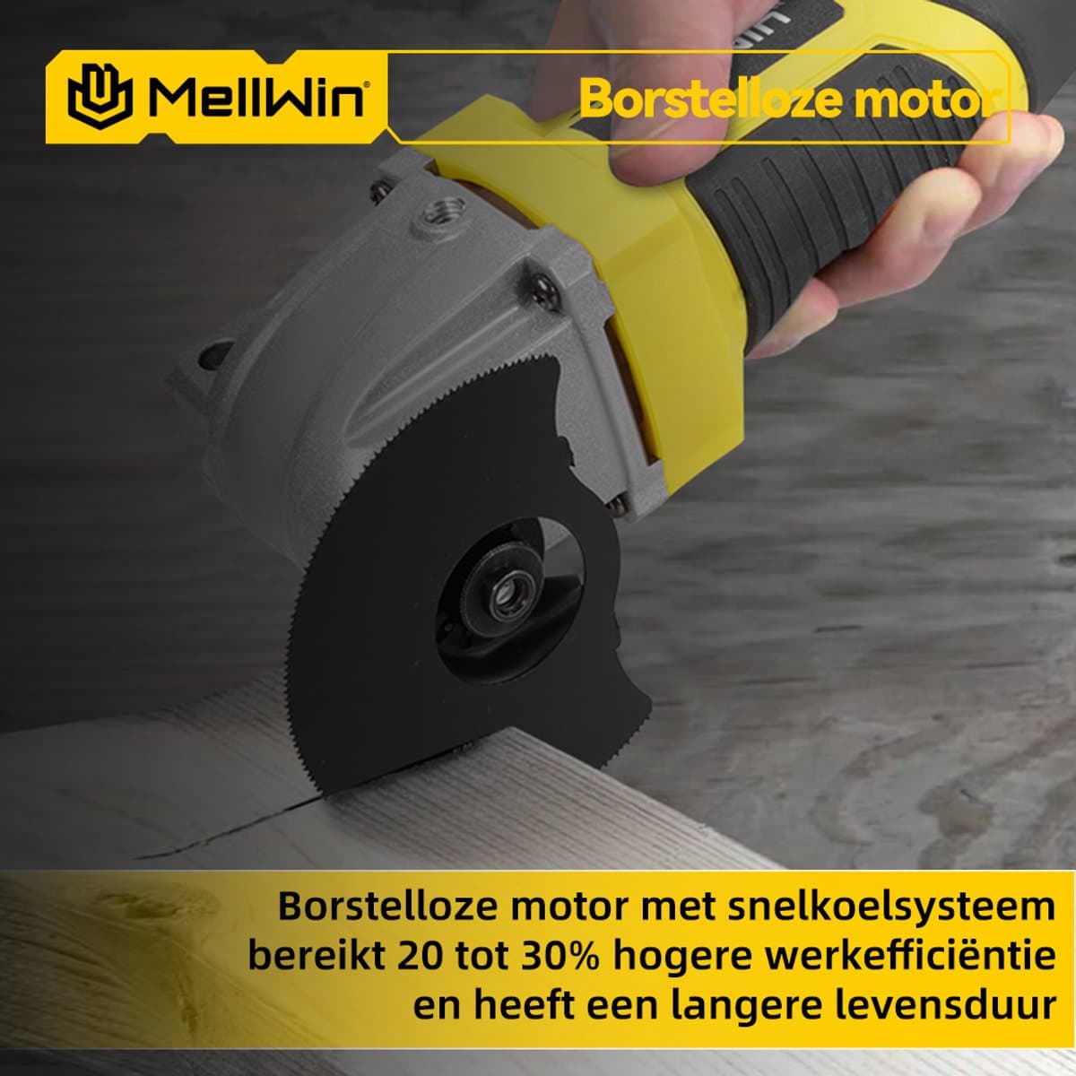 MellWin Accu Multitool - met 2x Accu's & 22x Accessoires - Borstelloze motor - Multifunctioneel Gereedschap - 4° oscillatiehoek - 6+3 versnellingen - voor verwijderen, schrapen en zagen thumbnail 8