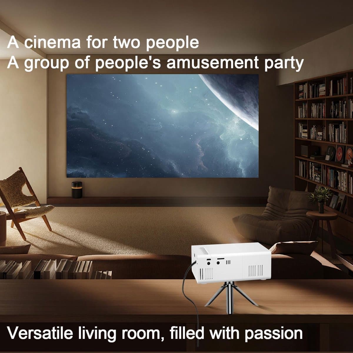 Mini Projector Draagbaar - Full HD 1080P - Beeld tot 60 Inch (150 cm) - Ingebouwde Stereo Speakers - Voor Thuis, Buiten en Presentaties thumbnail 4