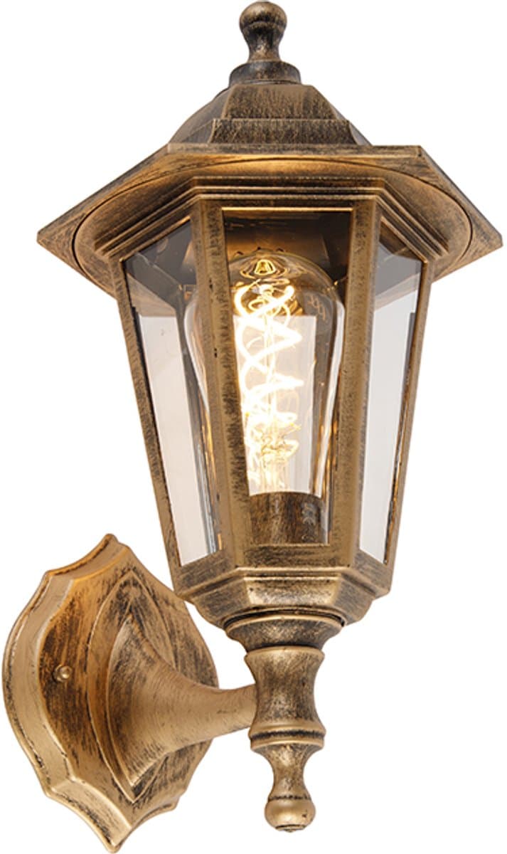 QAZQA new haven - Klassieke Wandlamp voor buiten - 1 lichts - D 21.2 cm - Goud/messing - Buitenverlichting thumbnail 4